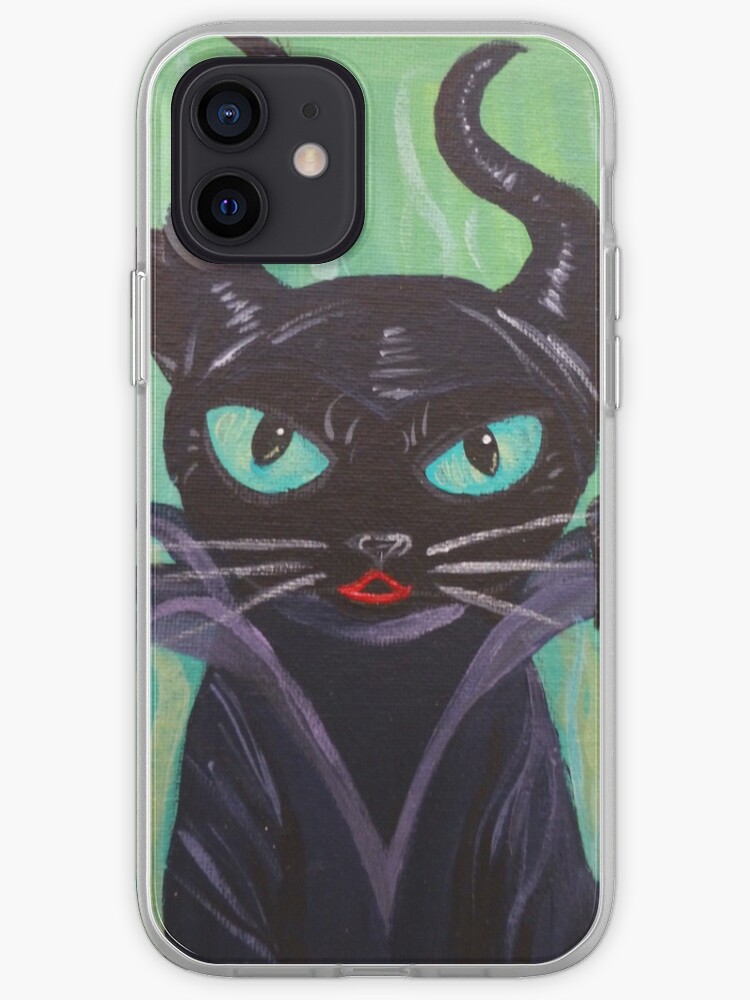 Coque Iphone Malefique Sorciere Corbeau Chat Noir Mechant Par Muertocupcake Redbubble