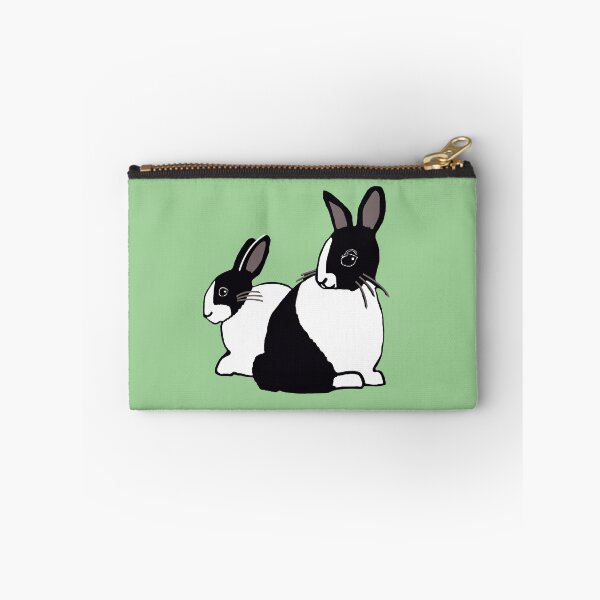 Item preview, Black & White Dutch Rabbits with Soft Earthy Green designed and sold by Abigail Davidson.