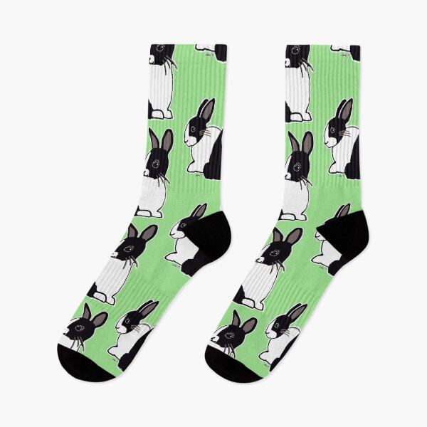 Item preview, Black & White Dutch Rabbits with Soft Earthy Green designed and sold by Abigail Davidson.