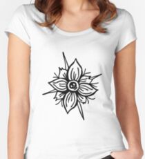 Flower Skull Fitted Scoop T-Shirt
