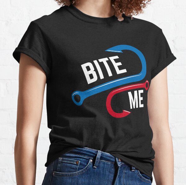 Fine Jersey Unisex T-Shirt **with BITE ME fish hook **Back Print **with  Back Print - Aim for Game Outdoors