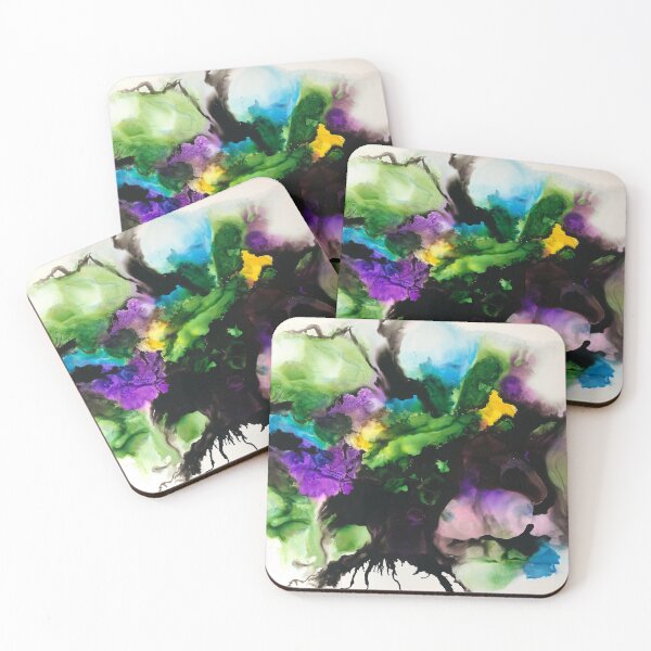 Item preview, Freeflowing Alcohol Ink artwork (purple and green) "Mixed emotions" designed and sold by Sandra Vincent.
