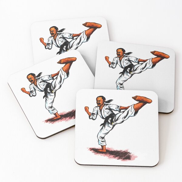 Item preview, black belt karate fighter kicking high designed and sold by Jonah Augustin Gray.