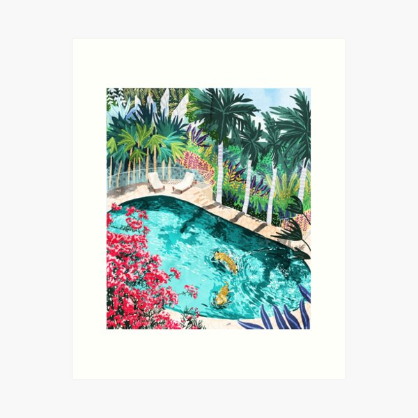 Item preview, Luxury Tiger Villa illustration, Architecture Travel Nature Painting, Hotel Landscape Garden designed and sold by 83oranges.