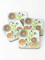 Autumn Flowers and Little Spiders Coasters
