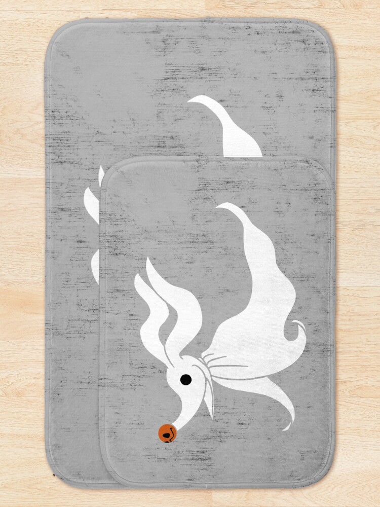 Thumbnail 5 of 6, Bath Mat, Zero - Nightmare Before Christmas, Skellington, Pumpkin King, White, Grin, Evil, Halloween, Christmas, Finkelstein, Dog, Ghost, Nose designed and sold by CanisPicta.