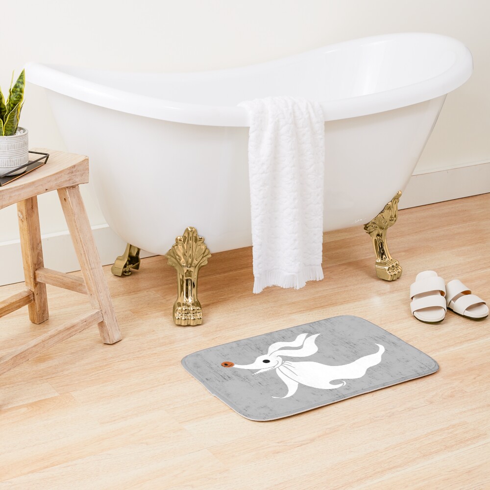 Zero - Nightmare Before Christmas, Skellington, Pumpkin King, White, Grin, Evil, Halloween, Christmas, Finkelstein, Dog, Ghost, Nose Bath Mat