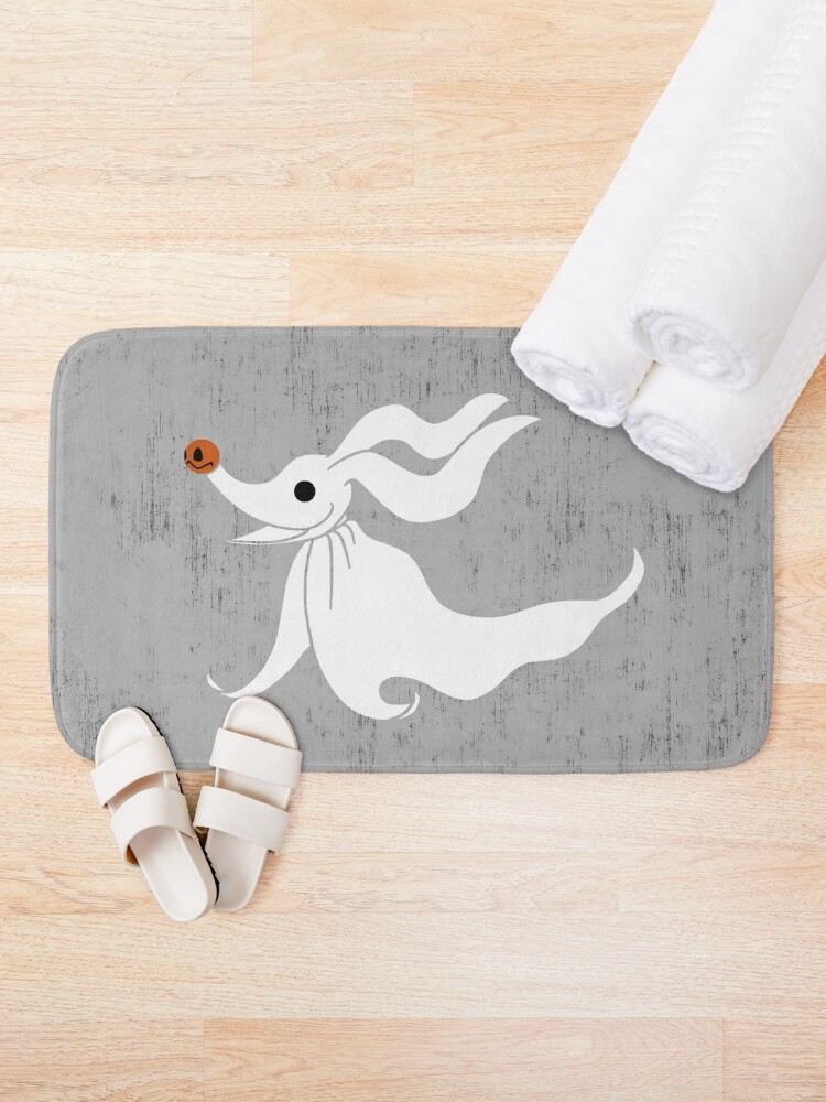 Bath Mat, Zero - Nightmare Before Christmas, Skellington, Pumpkin King, White, Grin, Evil, Halloween, Christmas, Finkelstein, Dog, Ghost, Nose designed and sold by CanisPicta