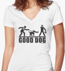 Good Dog K9 Pictogram Women's Fitted V-Neck T-Shirt