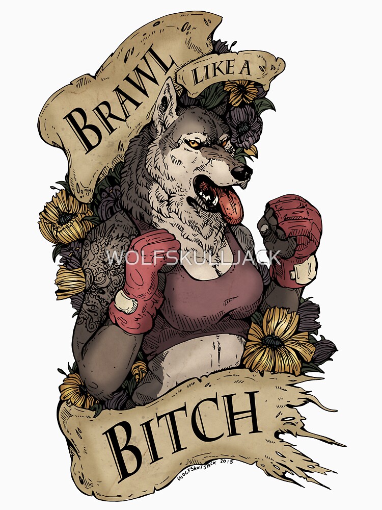 Thumbnail 3 of 3, Baseball ¾ Sleeve T-Shirt, Brawl Like a Bitch designed and sold by WOLFSKULLJACK.