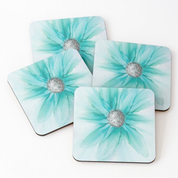 Item preview, Aqua Flower,alcohol ink on Yupo designed and sold by Maureen Zmak.