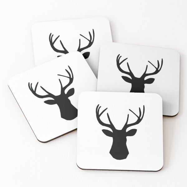 Item preview, Deer head sketch with horns in black silhouette art designed and sold by Prints Actually.