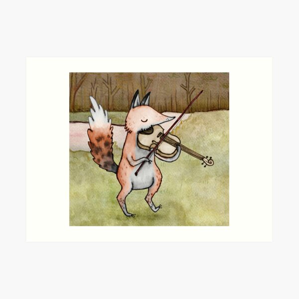 Violin Fox Art Print