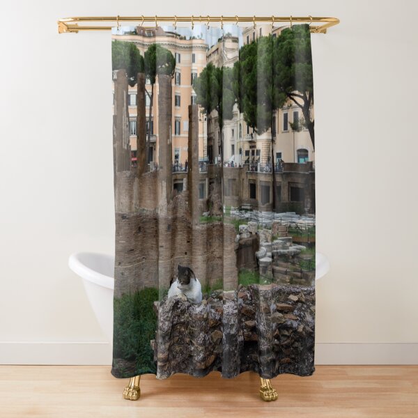 Oh So Rome - Cats, Umbrella Pines and Ancient Ruins Shower Curtain
