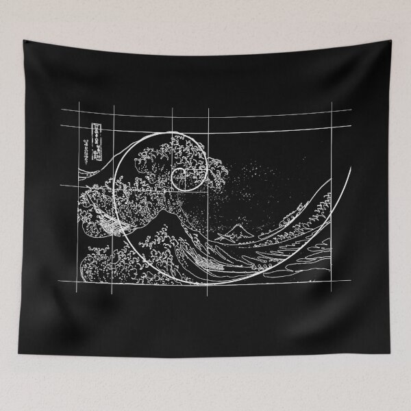 Item preview, Hokusai Meets Fibonacci, Golden Ratio, White Line designed and sold by SymbolGrafix.