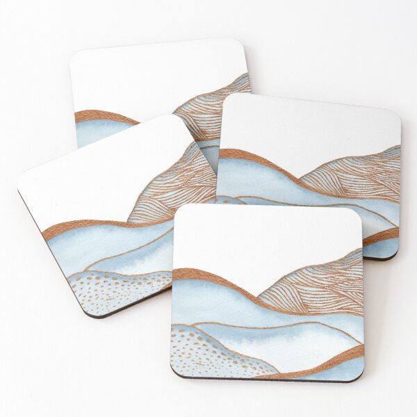 Item preview, Blue Gold Abstract Mountain Landscape designed and sold by Kris  Kivu.