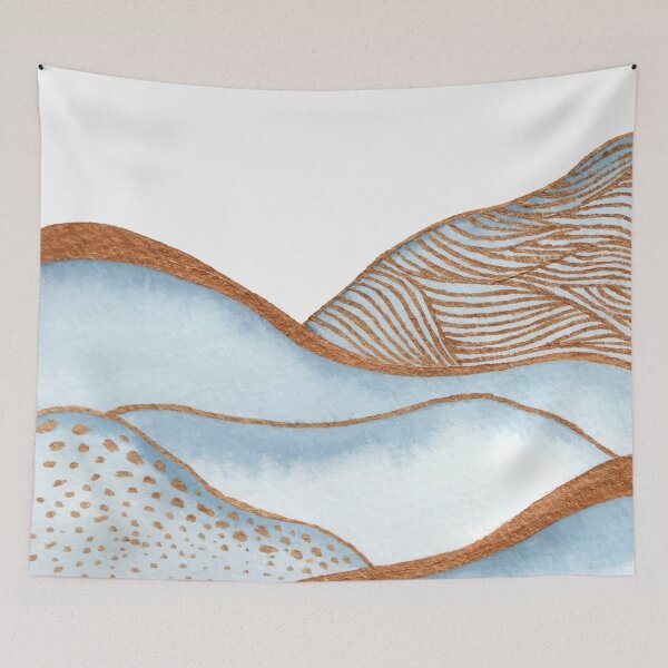 Item preview, Blue Gold Abstract Mountain Landscape designed and sold by Kris  Kivu.