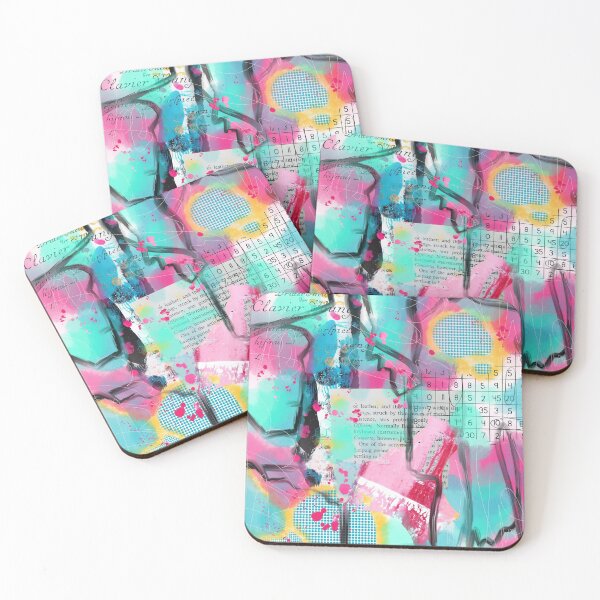 Item preview, Turquoise, yellow and pink digital collage design designed and sold by Lanie K Art.