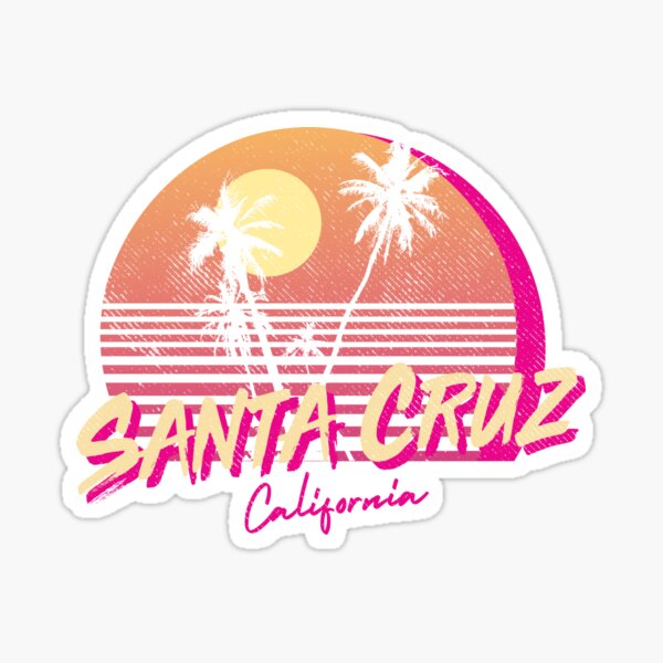 Aperçu de l'œuvre Santa Cruz, Californie - Conception graphique d'un coucher de soleil rétro créée et vendue par Si Li.