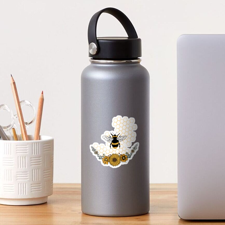 Sunflower Bee- Honey Comb Yellow Sticker