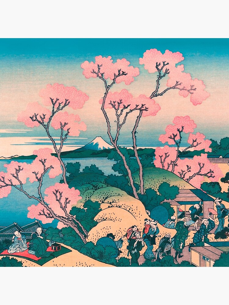 Spring Picnic under Cherry Tree Flowers, with Mount Fuji background by VintageArchive