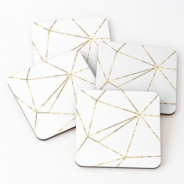 Item preview, Gold Lines Polygonal minimalist White designed and sold by Bebichic.