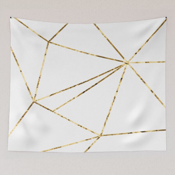 Item preview, Gold Lines Polygonal minimalist White designed and sold by Bebichic.
