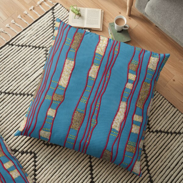 Layered on blue Floor Pillow