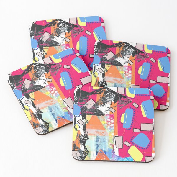 Item preview, Pink, blue and orange house in hiding digital abstract collage design designed and sold by Lanie K Art.