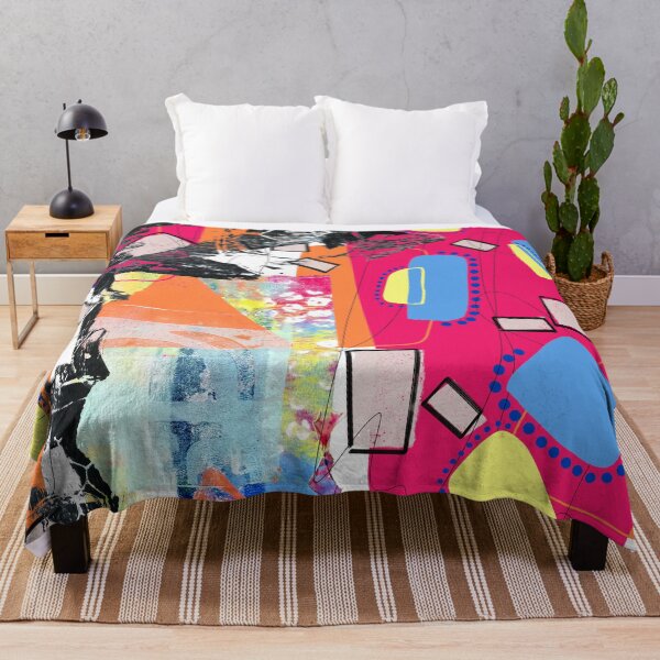 Item preview, Pink, blue and orange house in hiding digital abstract collage design designed and sold by Lanie K Art.