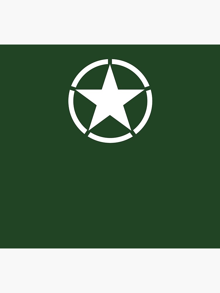 AMERICAN ARMY. STAR, Star & Circle, Jeep, WWII, America, American, Americana,  USA, White, on Army Green. by TOMSREDBUBBLE