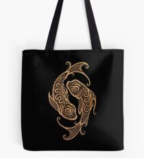 Rustic Pisces Zodiac Sign on Black Tote Bag