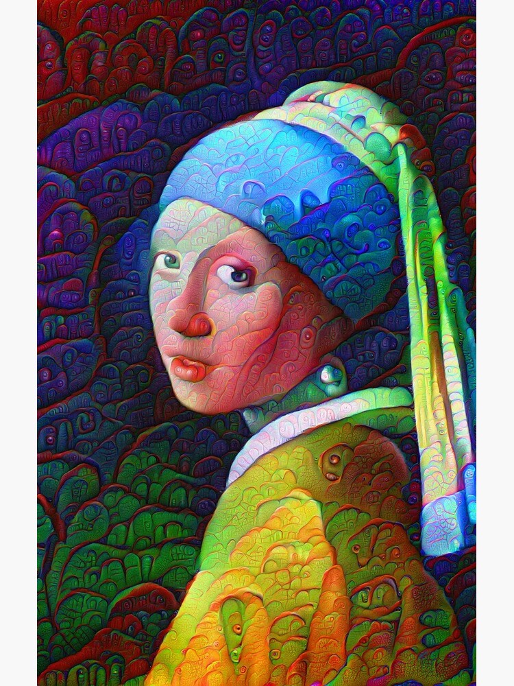 DeepDreamed "Girl with a Pearl Earring" by blackhalt