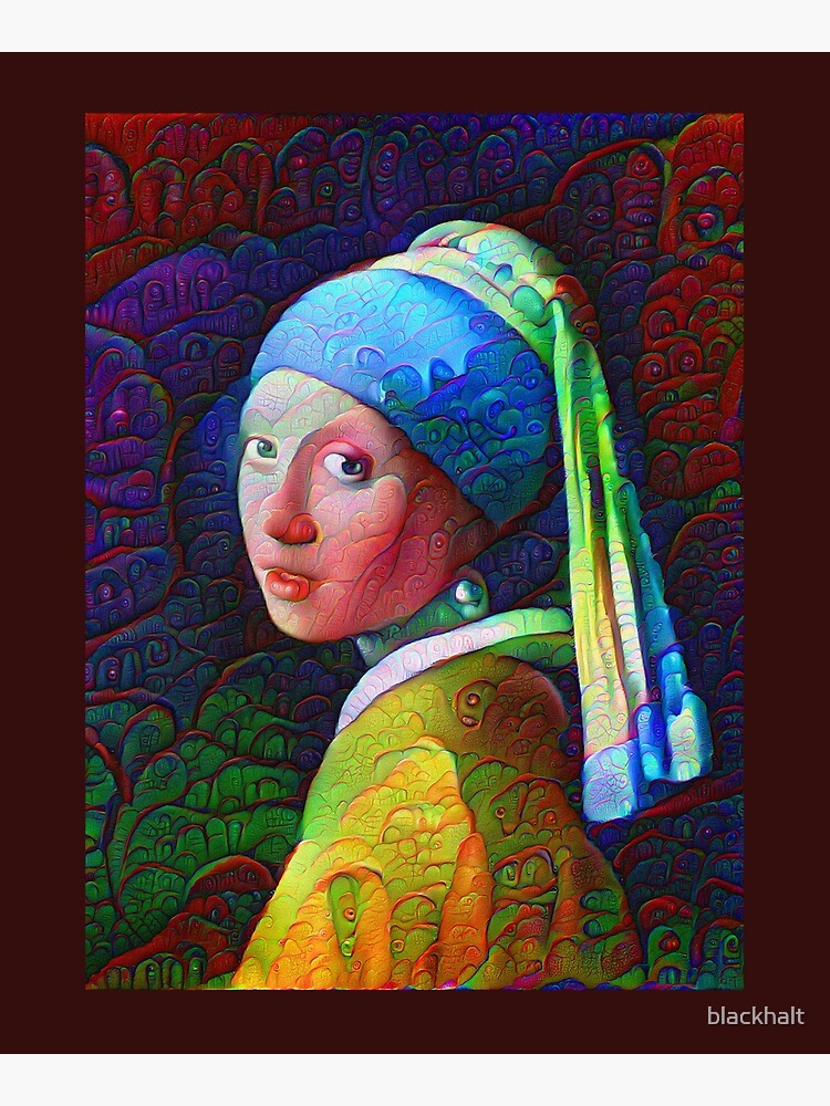 DeepDreamed "Girl with a Pearl Earring" by blackhalt