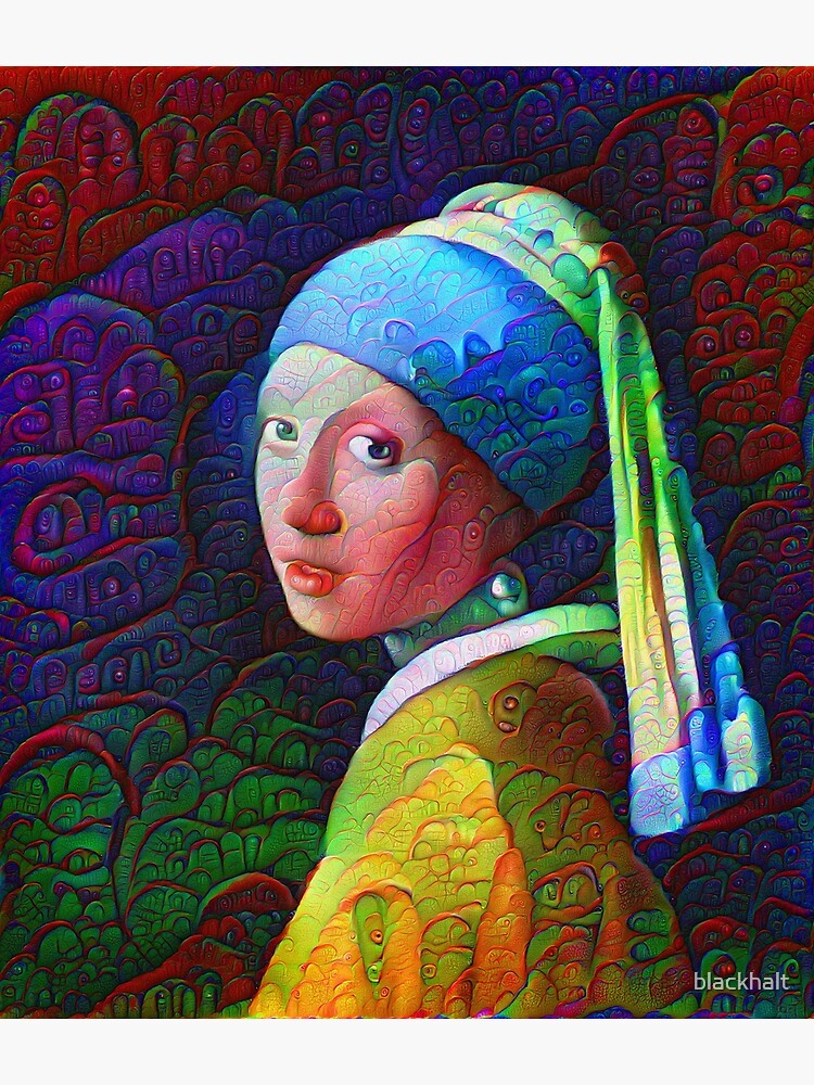 DeepDreamed "Girl with a Pearl Earring" by blackhalt