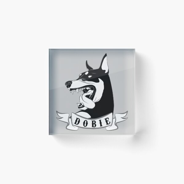 Item preview, Doberman Pinscher Head & Banner in Black and White designed and sold by crcrudy.