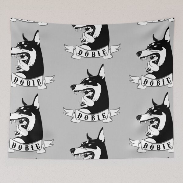 Item preview, Doberman Pinscher Head & Banner in Black and White designed and sold by crcrudy.