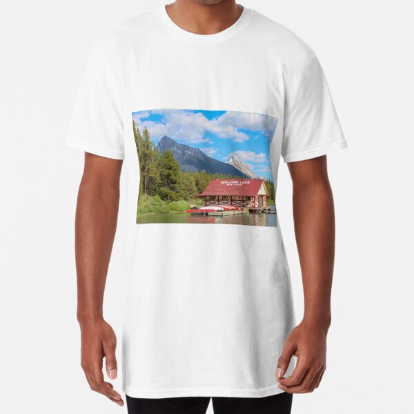 Maligne Lake in Banff Alberta Canada Long T-Shirt