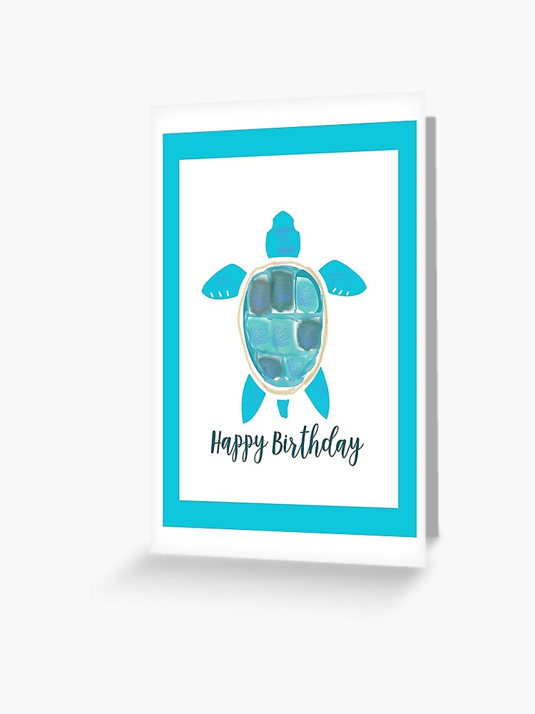 Carte De Vœux Carte De Joyeux Anniversaire Tortue De Mer Par Grimalkinstudio Redbubble