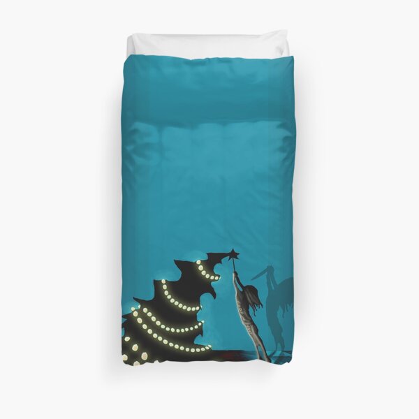 BLACK XMAS: Decorating the Christmas Tree Duvet Cover