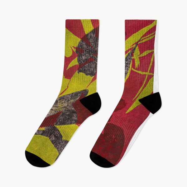 Item preview, Morning Glory in Charcoal, Chartreuse, and Reds designed and sold by Ann McIntyre.