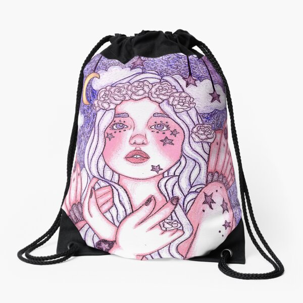 Among The Stars In Lavender Evening Star Fairy Drawstring Bag