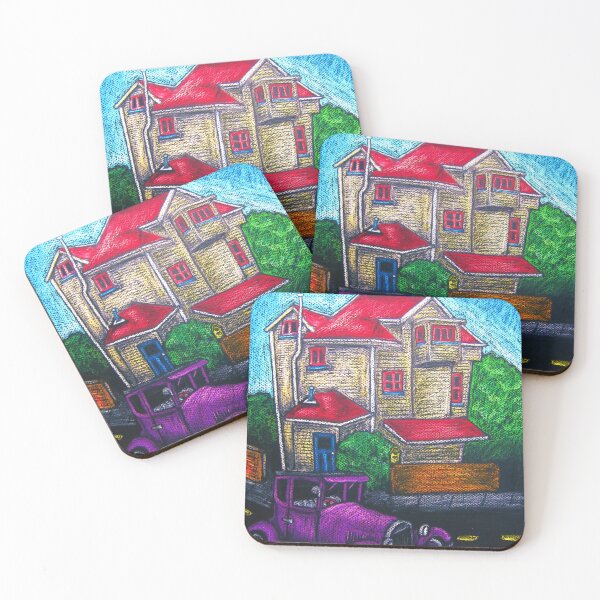 Item preview, Old house and classic car in Wellington New Zealand - No 2 - Oil pastels designed and sold by Stus RoadTrips.