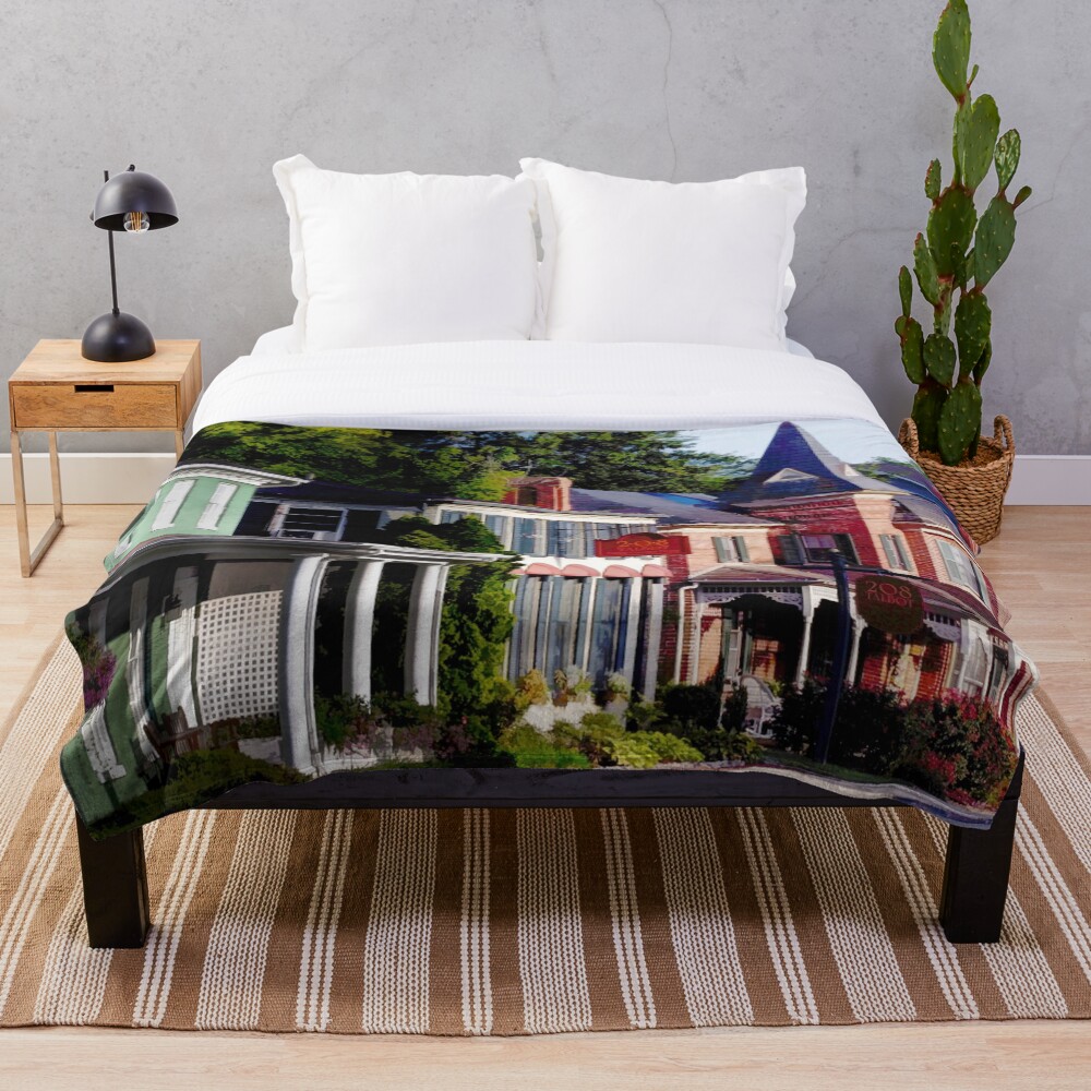 Main Street in Historic St Michaels, Maryland Throw Blanket