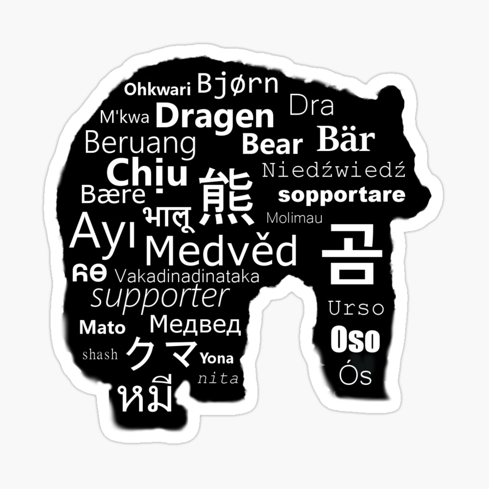 Cool Bear Text In Other Languages Greeting Card By Dylanfarrell Redbubble