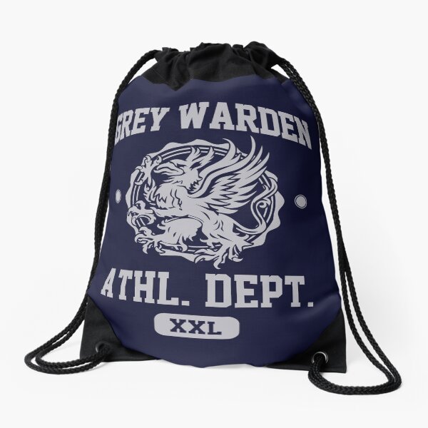 Grey Warden Athletic Department | Dragon Age Gym Shirt Style | Silver Print Drawstring Bag