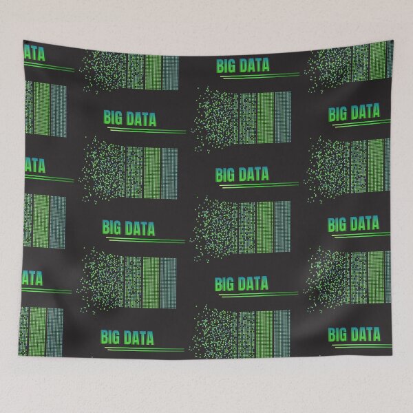 Item preview, Big data machine algorithms minimalistic design. Science background illustration. Green and blue on dark black background. designed and sold by Tae Mi.