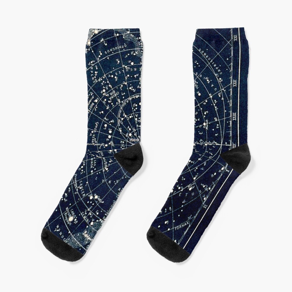 THE STAR CONSTELLATIONS : Vintage 1900 Galaxy Print Socks