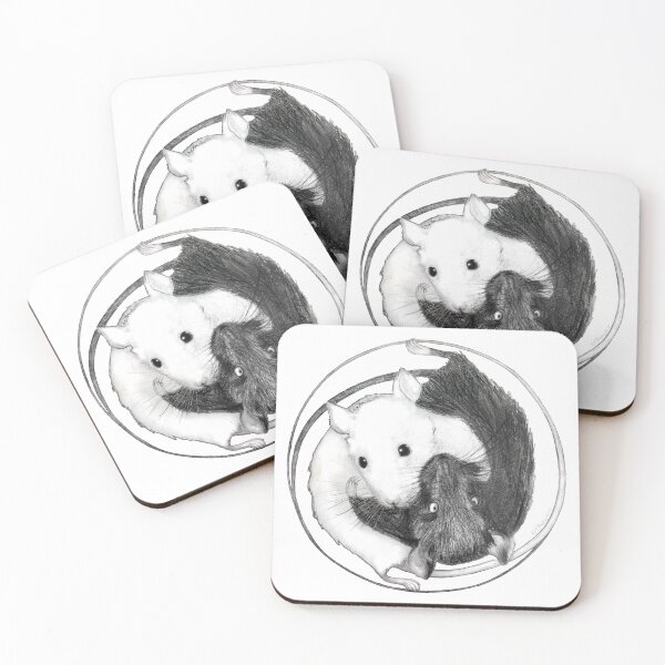 Aperçu de l'œuvre Souris Yin Yang blanc créée et vendue par evafriese015.
