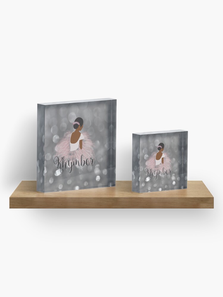 Alternate view of Khymber Personalized African American Dancer Ballerina Acrylic Block